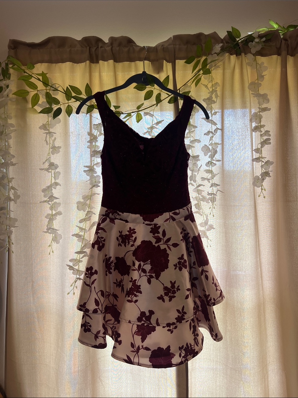 B. Darlin Plum Lace & Satin Party Dress